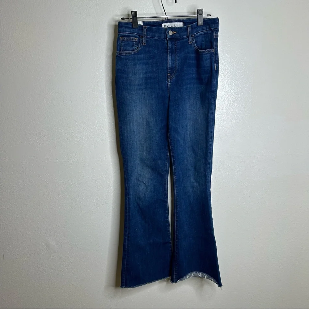 Frank & Eileen Flannigan Dark Wash Flare Jean Raw Hem Size 29